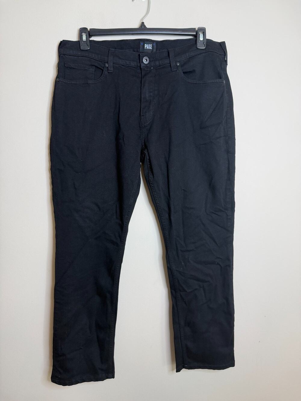 Paige Federal Jeans Mens 36 Black Denim Stretch Streetwear Mid-Rise Straight Leg